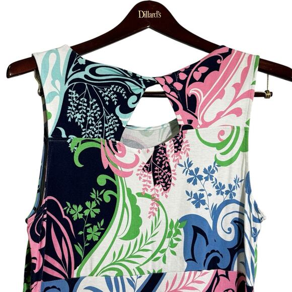 Talbots Twist Back Maxi Dress Womens Petite Small Paisley Jersey Stretch XL - Picture 4 of 6